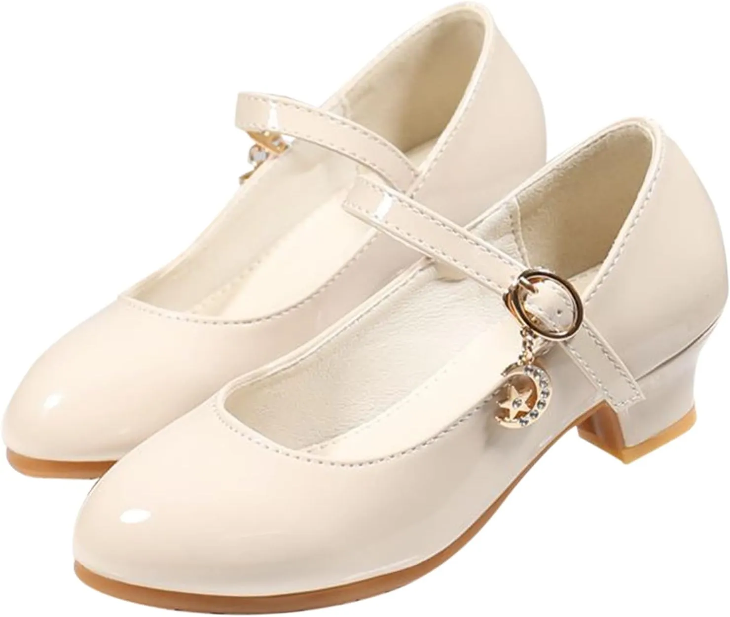 Girls Low Heels Dress Shoes with Ankle Strap Mary Jane School Wedding Par𝘁y Pump Shoes for Girl Sneaker 10