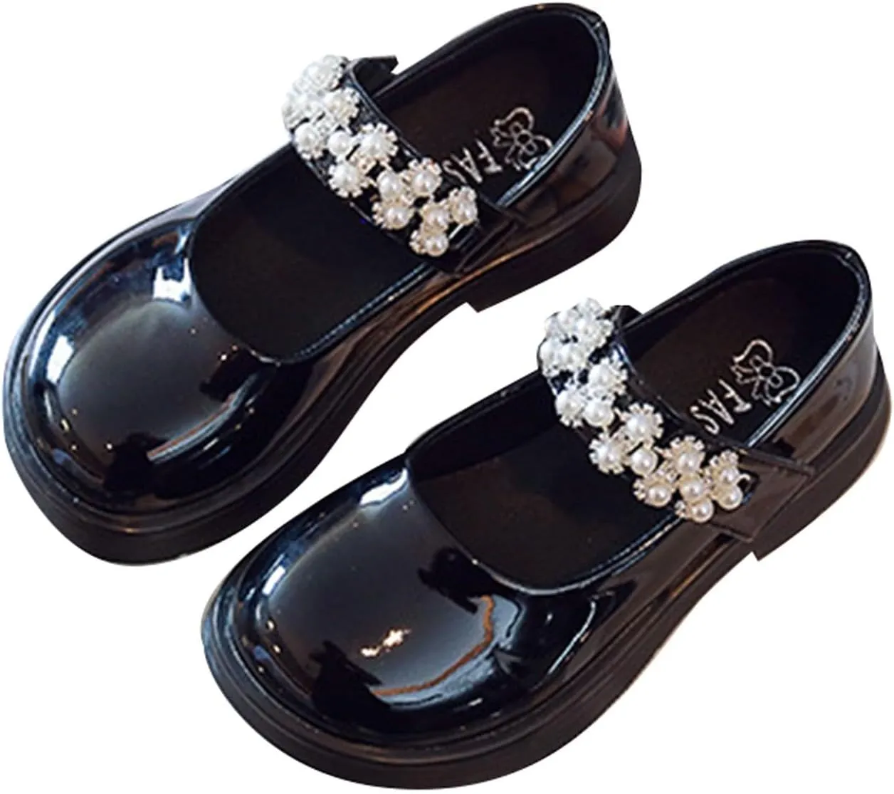 Girl's Mary Jane Dress Shoes Ballet Flat with Rhinestone Strap for Party Wedding School Toddler Patent Leather Shoes