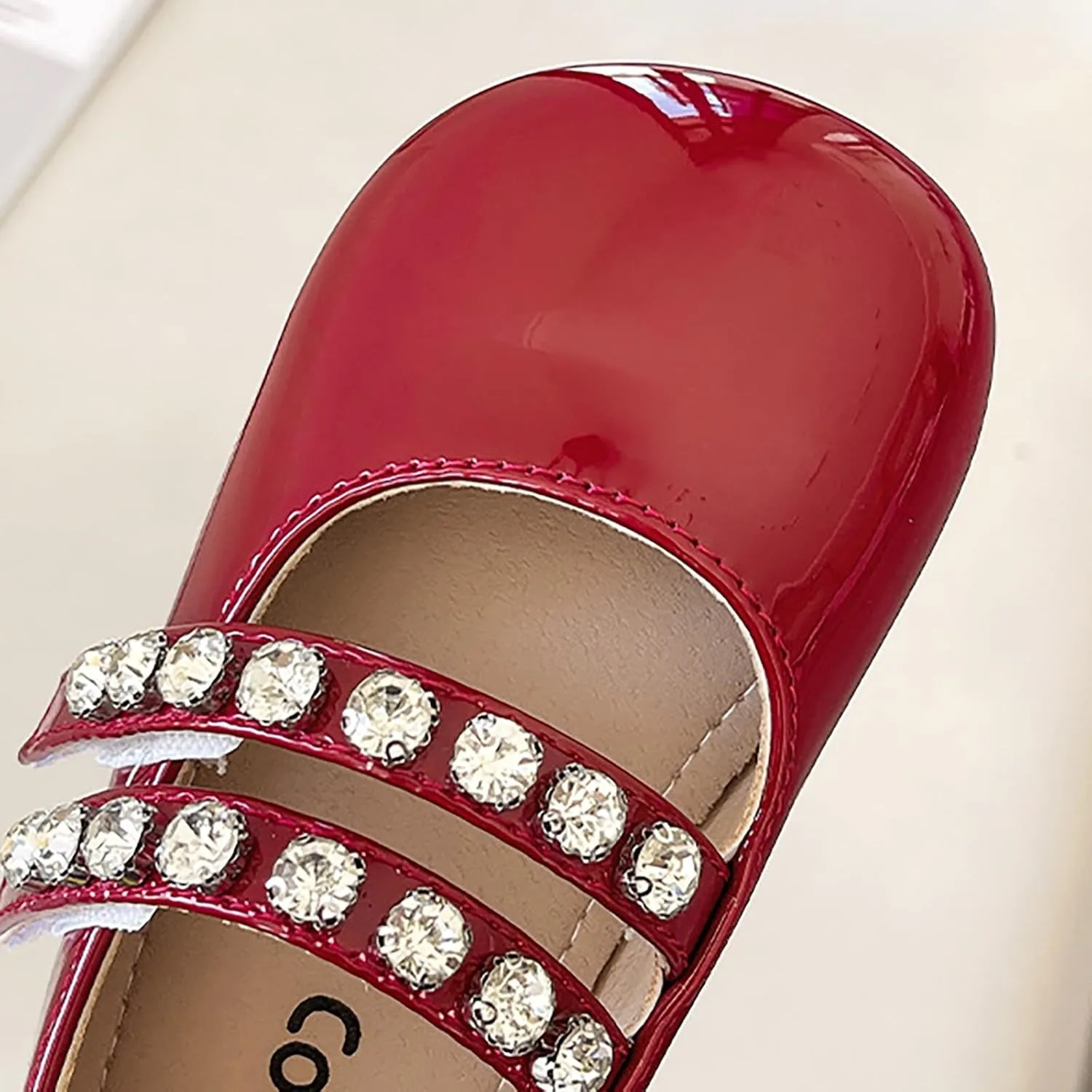 Girls Mary Jane Dress Shoes Pearl Toddler Little Girls Patent Leather Flats for Wedding Party School