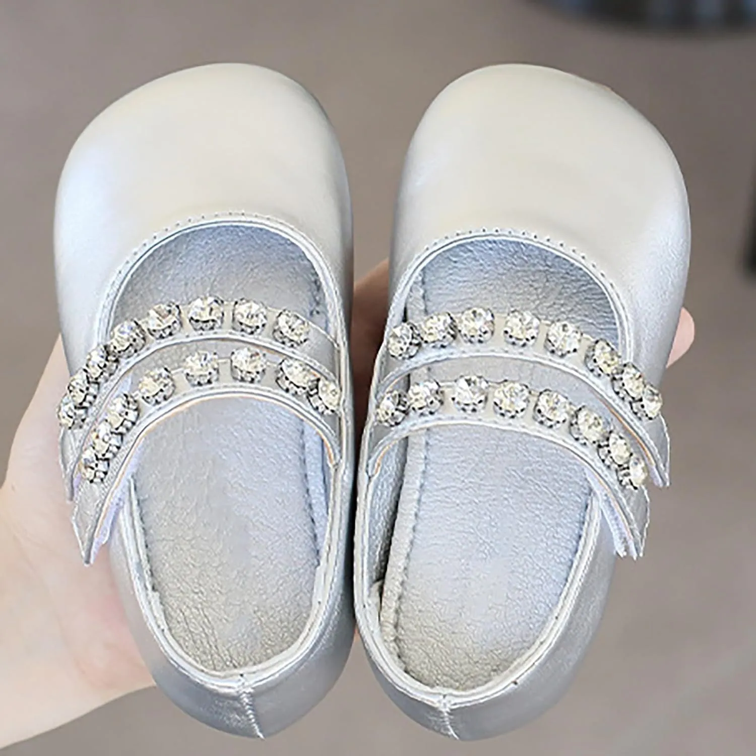 Girls Mary Jane Dress Shoes Pearl Toddler Little Girls Patent Leather Flats for Wedding Party School