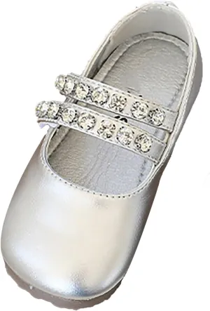 Girls Mary Jane Dress Shoes Pearl Toddler Little Girls Patent Leather Flats for Wedding Party School