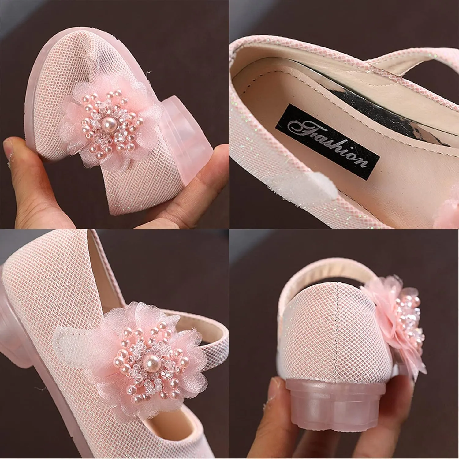 Girls Mary Jane Flats with Flower Low Heels Flower Baby Dress Shoes Pump Toddler Kids School Party Wedding Shoes