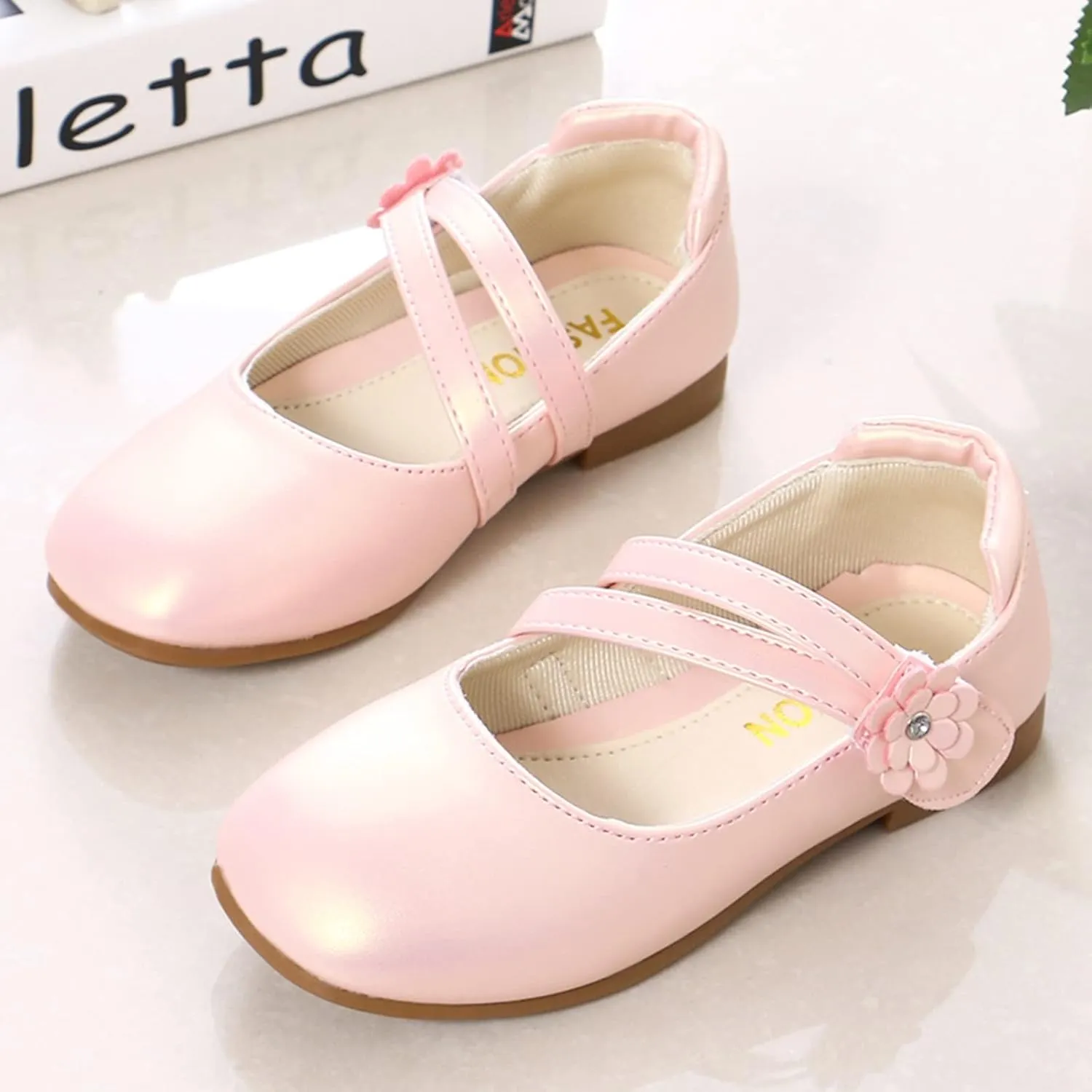 Girl's Mary Jane Rhinestone Buckle Ballerina Flats Moccasins Rubber Sole Mary Jane Crib Shoes Bow Fringe Moccasins
