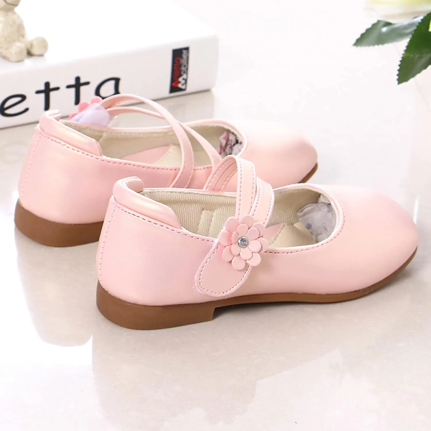 Girl's Mary Jane Rhinestone Buckle Ballerina Flats Moccasins Rubber Sole Mary Jane Crib Shoes Bow Fringe Moccasins