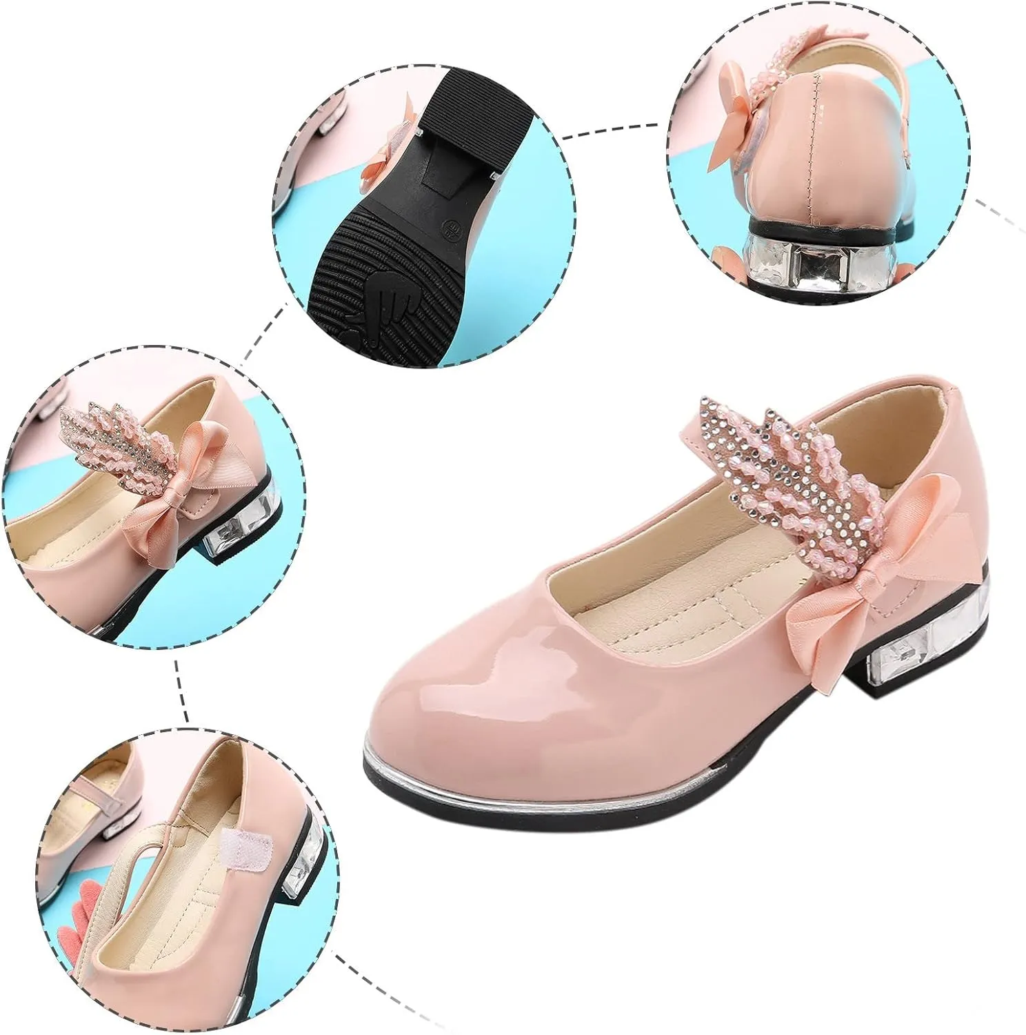 Girls Mary Jane Shoes Dress Shoes Flower Girl School Shoes Pump Patent Leather Shoes Low Heel Flats for Wedding Party