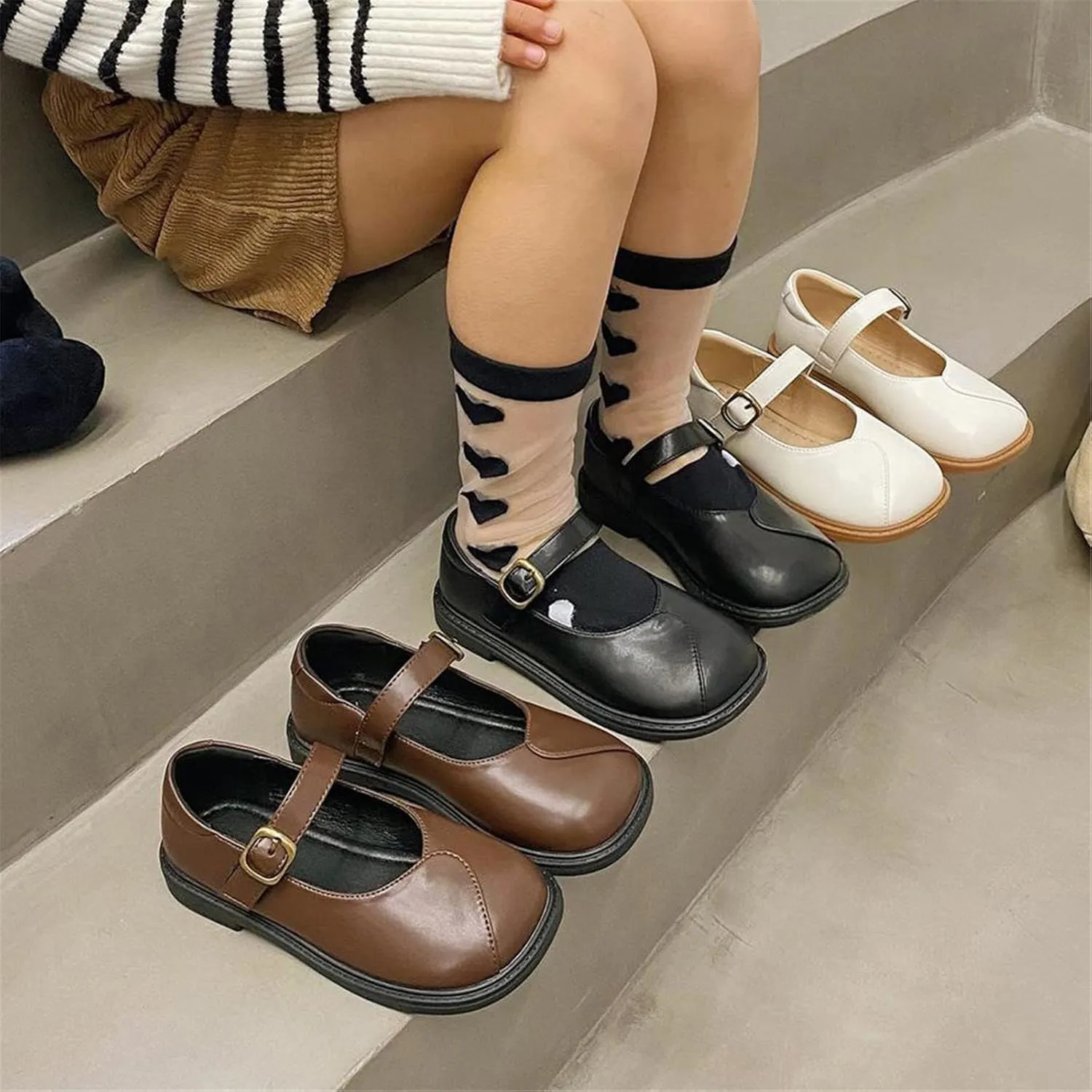 Girls Mary Jane Shoes for Wedding Party Flower Girl School Dress Shoes Low Heel Flats for Big Kids