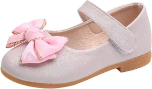Girls Mary Jane Toddler Flower Girl Dress Shoes Little Girl Ballet Uniform Flat Bow Strap for Wedding Part School