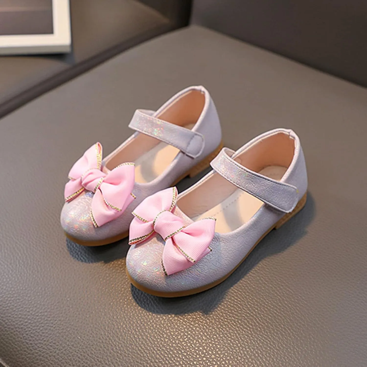 Girls Mary Jane Toddler Flower Girl Dress Shoes Little Girl Ballet Uniform Flat Bow Strap for Wedding Part School