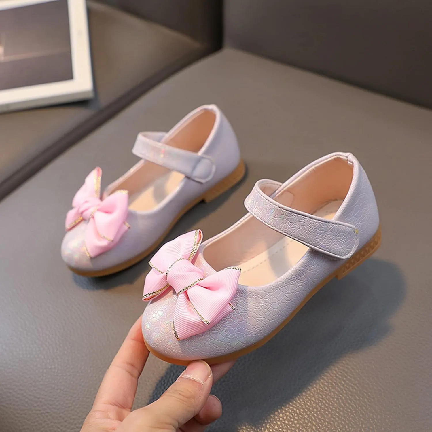 Girls Mary Jane Toddler Flower Girl Dress Shoes Little Girl Ballet Uniform Flat Bow Strap for Wedding Part School