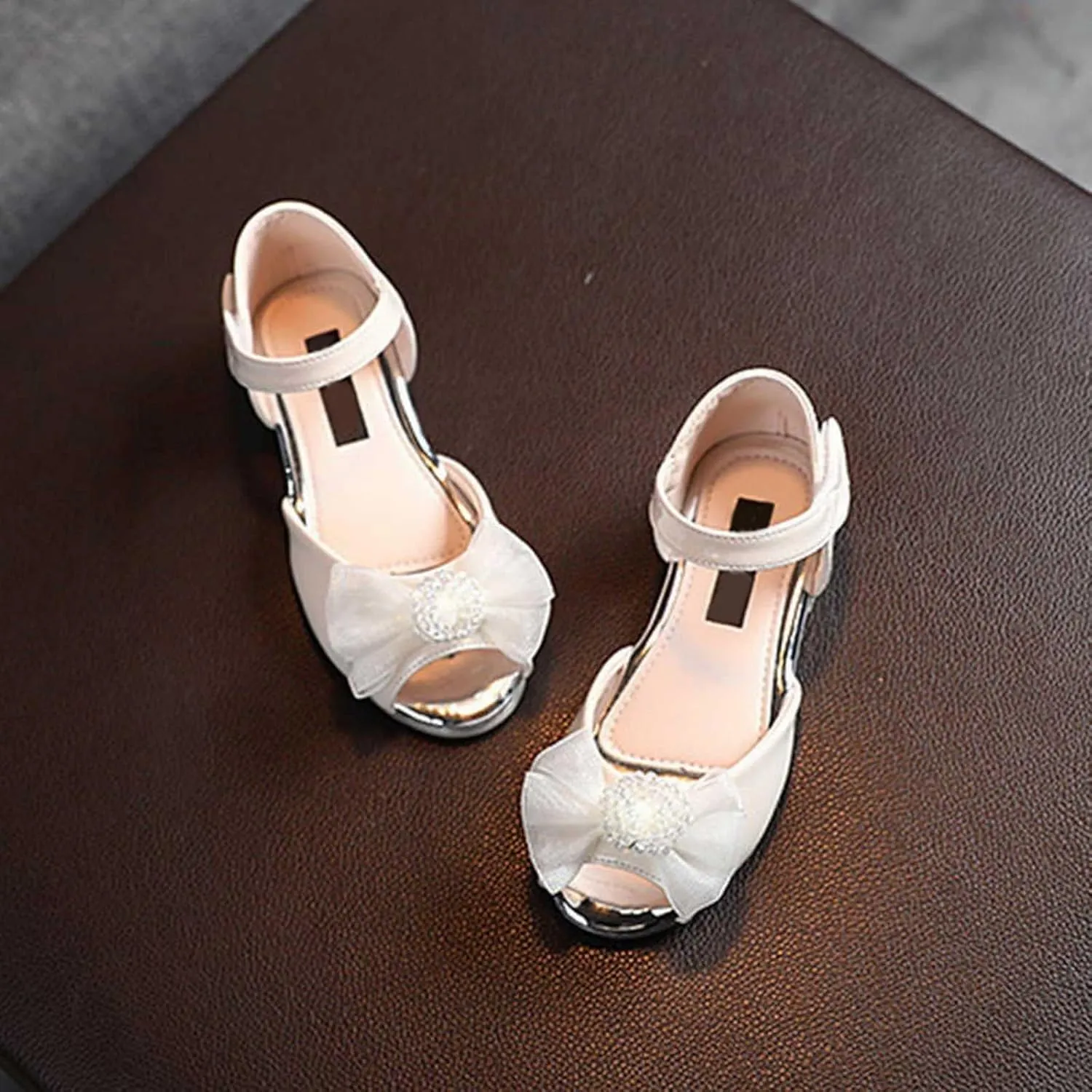 Girls Open Toe Heels Dress Shoes Flower Girl Mary Jane Sandals Wedding Par𝘁y Princess Shoes for Toddler Kids