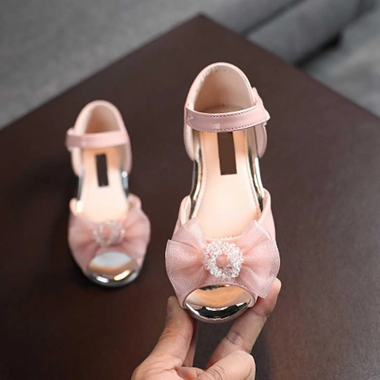 Girls Open Toe Heels Dress Shoes Flower Girl Mary Jane Sandals Wedding Par𝘁y Princess Shoes for Toddler Kids