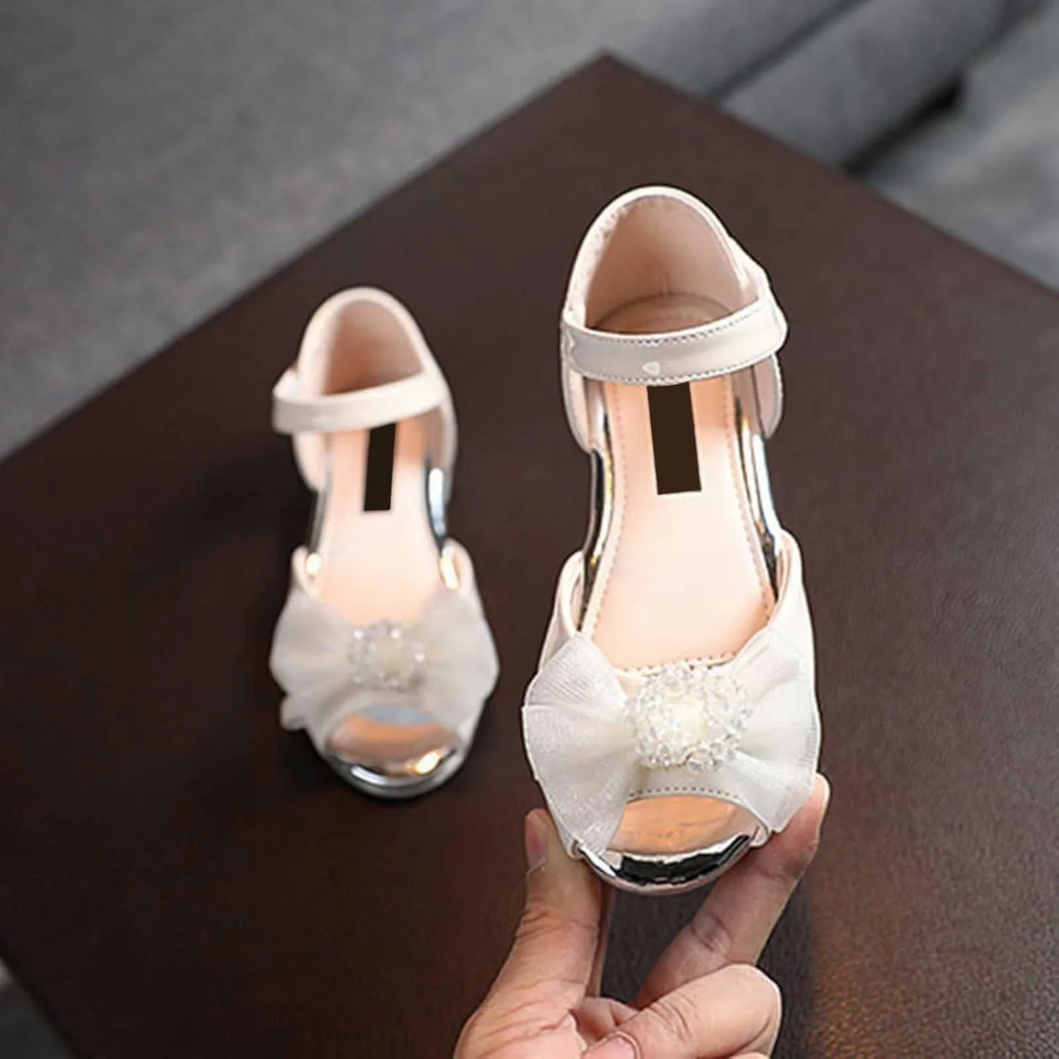 Girls Open Toe Heels Dress Shoes Flower Girl Mary Jane Sandals Wedding Par𝘁y Princess Shoes for Toddler Kids