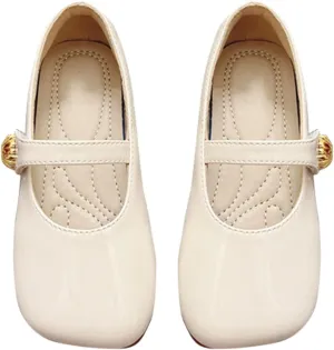 Girls Wide Toe Dress Shoes Ballerina Flat Soft Sole Flat Bottom Solid Color Anti-Slip Breathable Dance Shoes