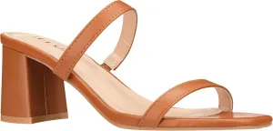 ILLUDE Womens Block Heel Double Band Square Toe Heeled Sandal Slip On Mule - Lisa