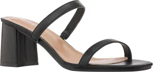 ILLUDE Womens Block Heel Double Band Square Toe Heeled Sandal Slip On Mule - Lisa