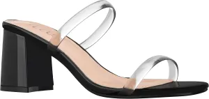 ILLUDE Womens Block Heel Double Band Square Toe Heeled Sandal Slip On Mule - Lisa