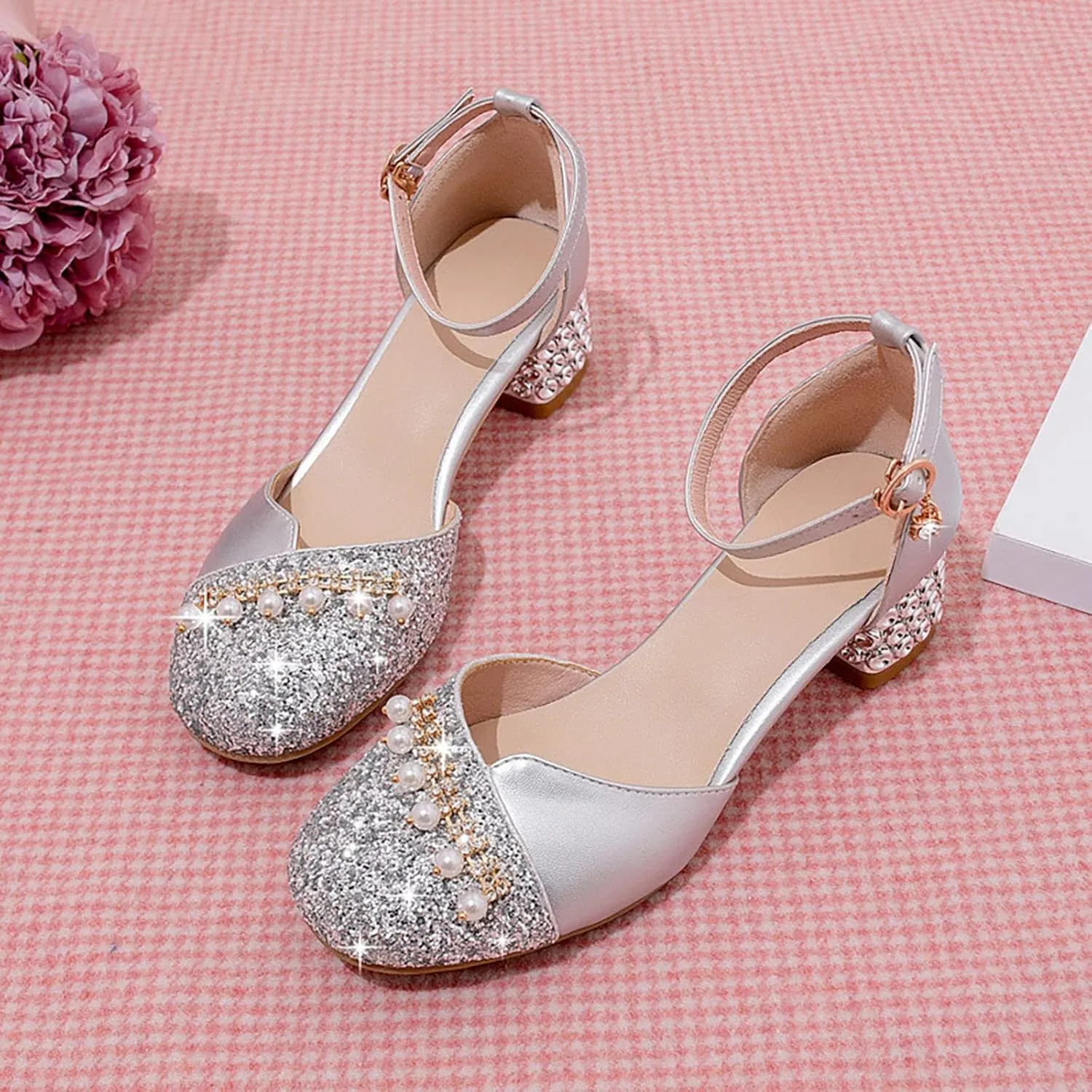 Infant Baby Girls Mary Jane Flats Bow Non-slip Moccasins Rubber Sole Mary Jane Crib Shoes Baptism Dress Shoes