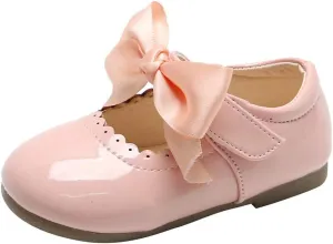Infant Girls Wedding Dress Shoes Bow Ballet Princess Mary Jane 𝐅lats First 𝗪alker Sneaker Newborn Baptism Shoes