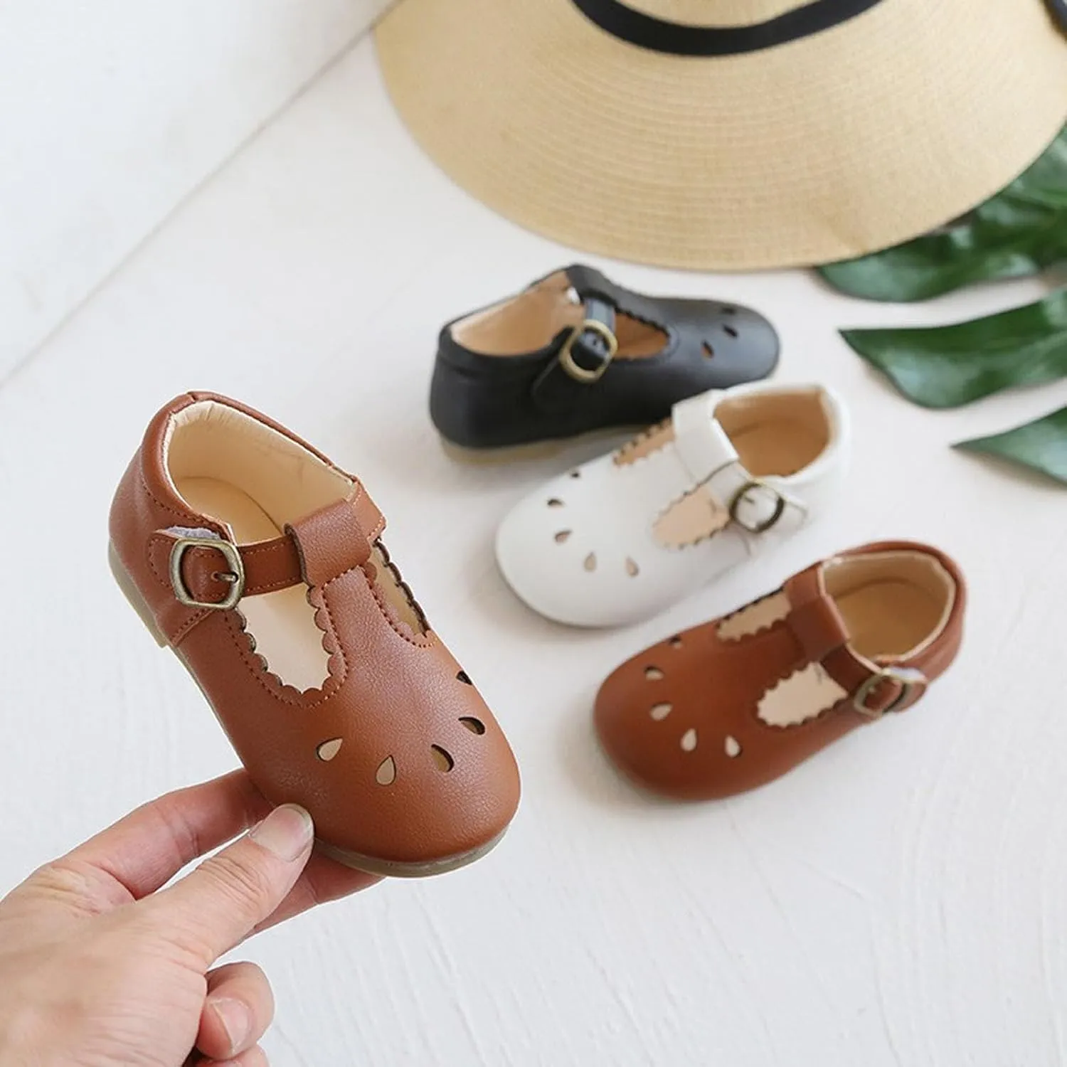 Infant Mary Jane Dress Closed Toe Flat Toddler Little Girl Ballet Party School 𝐔niform T-Strap Princess Shoe