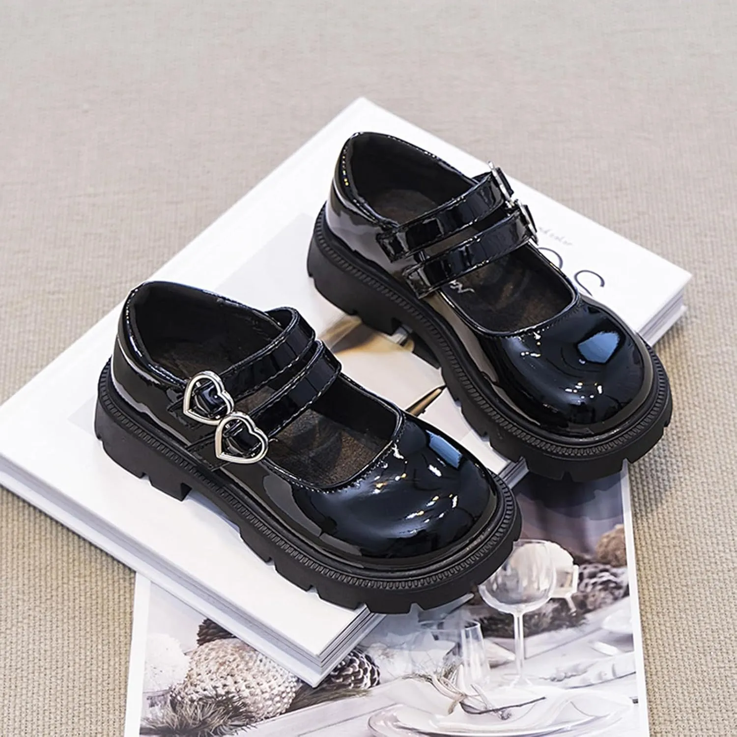 IWIHMIV Girls Comfortable Mary Jane Shoes Dress Shoes Toddler Little Girls Princess Shoes for Flower Girl Wedding Party