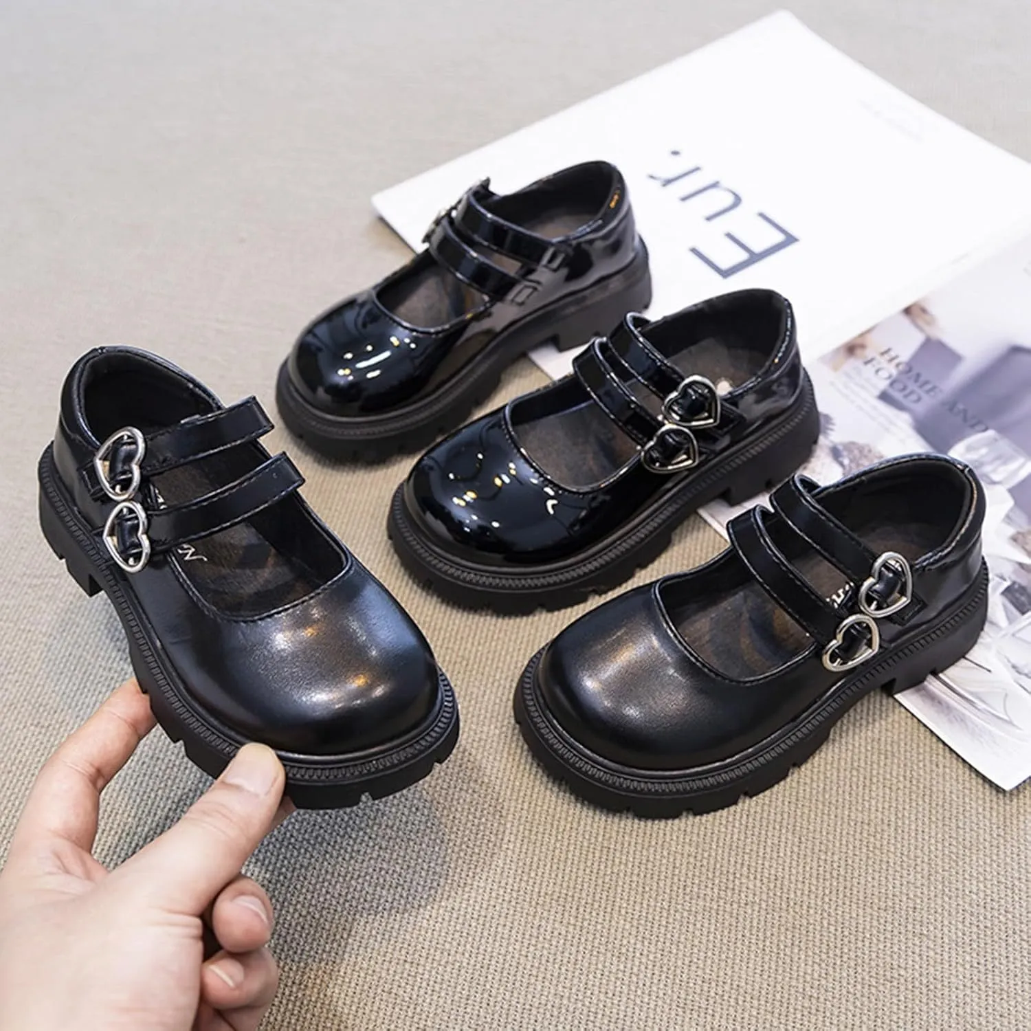 IWIHMIV Girls Comfortable Mary Jane Shoes Dress Shoes Toddler Little Girls Princess Shoes for Flower Girl Wedding Party