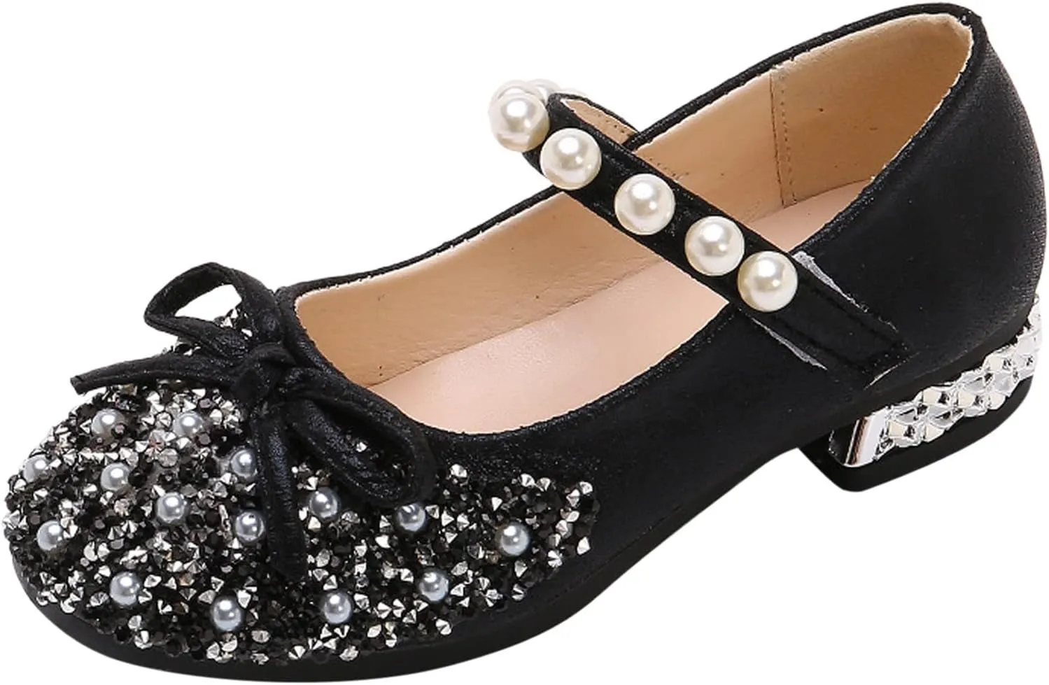 IWIHMIV Girls Dress Shoes Comfortable Mary Jane Shoes for Girl Ballet Low Heels Back to School Princess Wedding Shoes