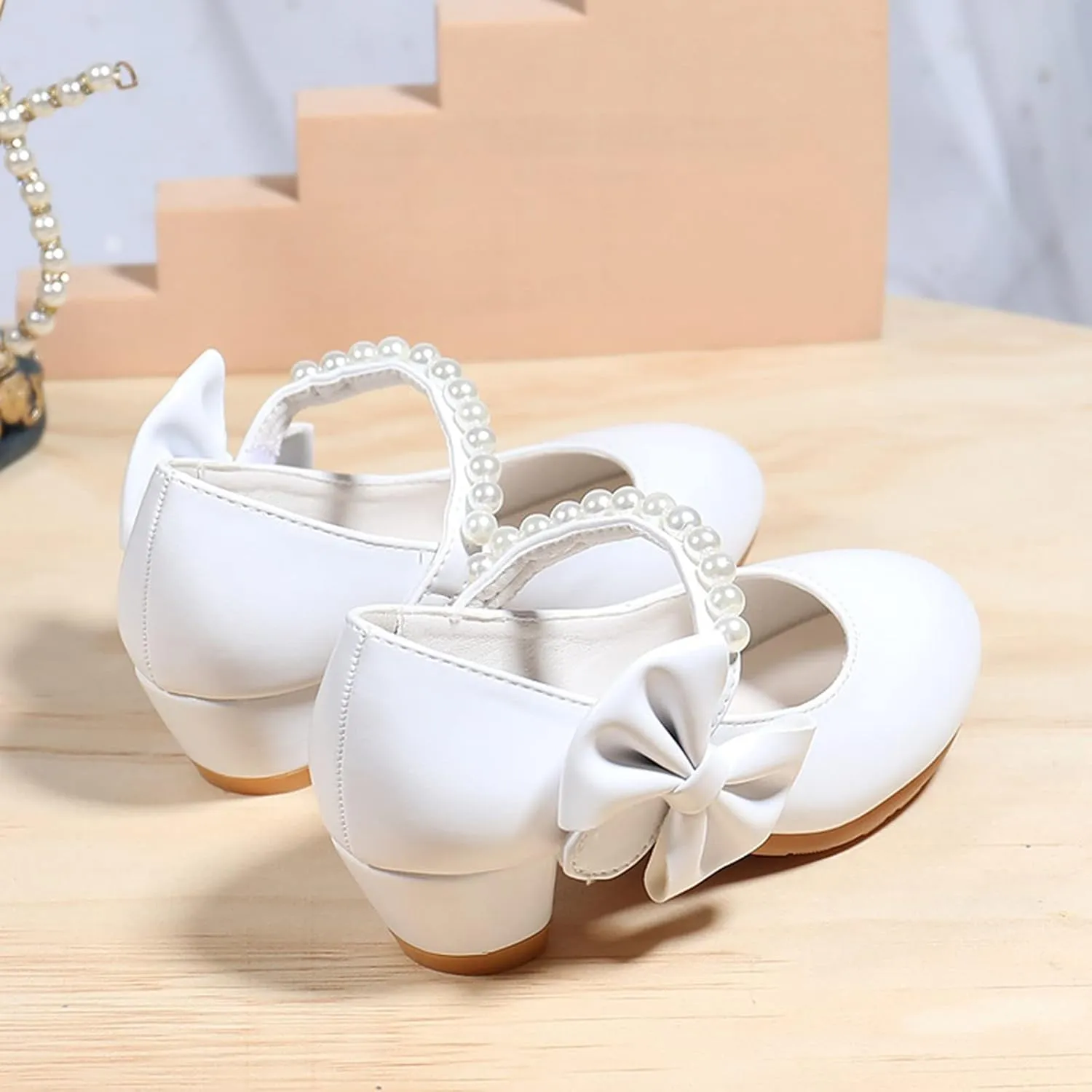 IWIHMIV Girls Dress Shoes Leather Mary Jane Shoes for Girls Princess Wedding Party Flower Girl Low Heel Shoes for Little