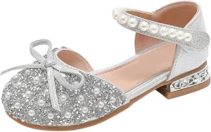 IWIHMIV Princess Dress Up Shoes for Toddlers Wedding Party Flower Girl Low Heel Mary Jane School Shoes