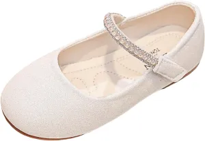 IWIHMIV Toddler Girl Mary Jane Dress Shoes Flat Bottom Comfortable Princess Ballet Shoes for Girl Party School