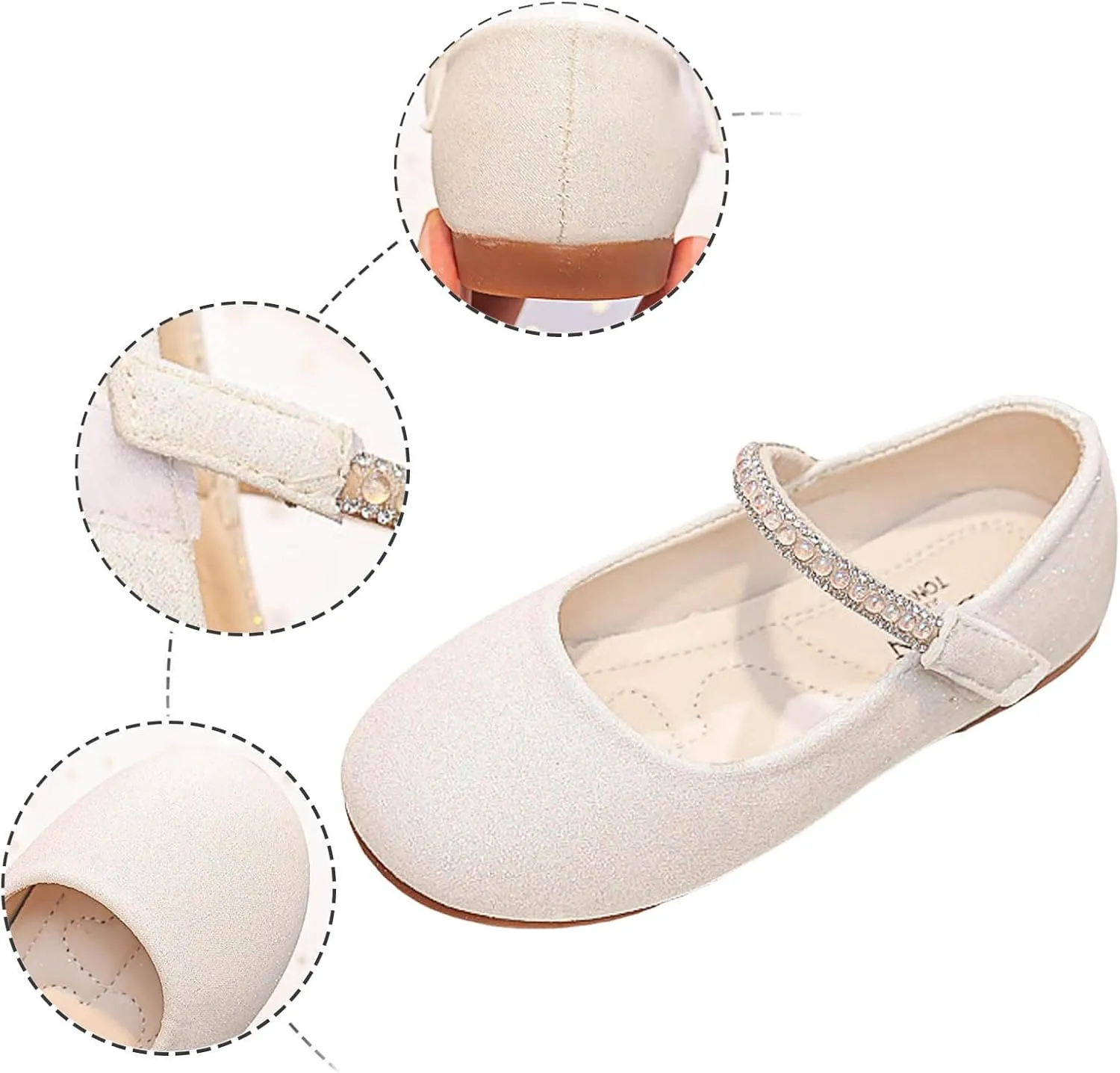 IWIHMIV Toddler Girl Mary Jane Dress Shoes Flat Bottom Comfortable Princess Ballet Shoes for Girl Party School