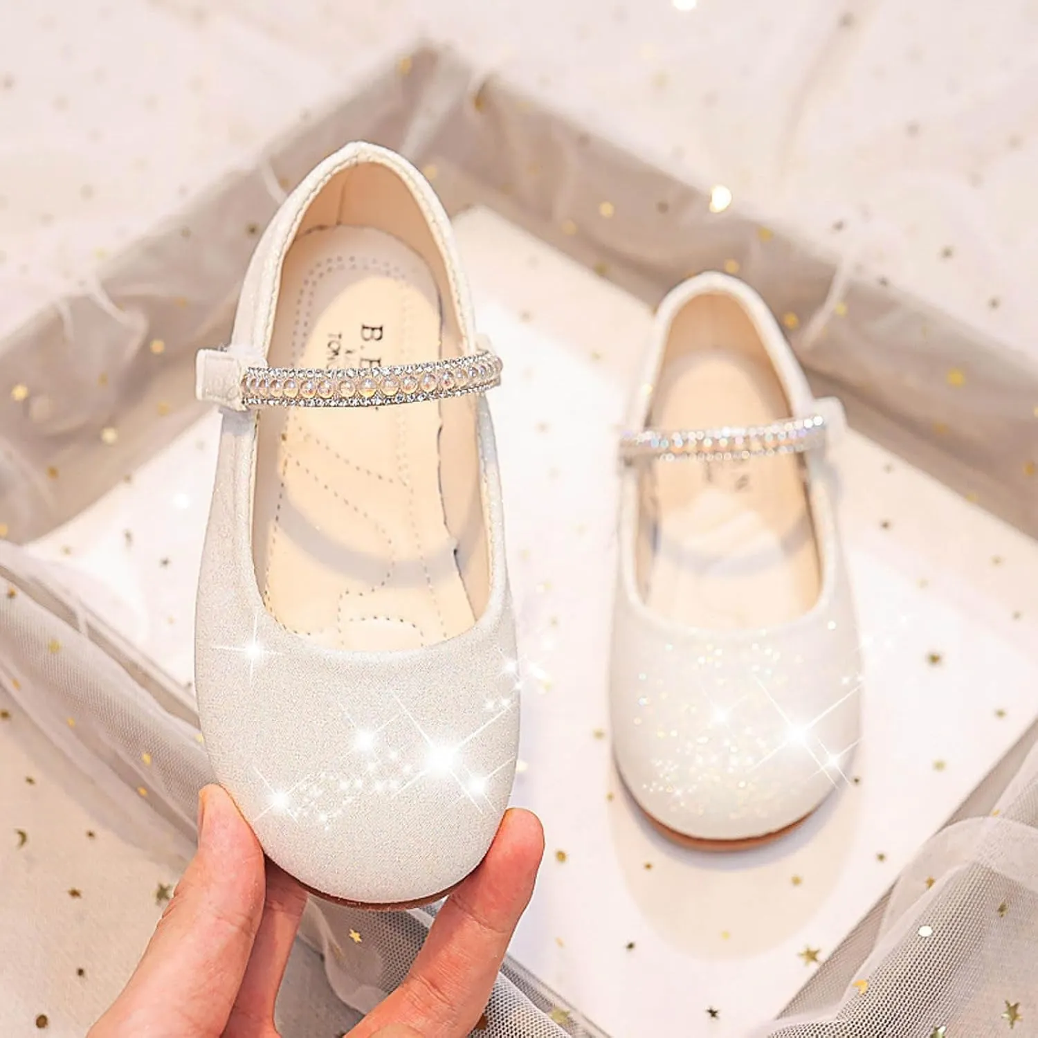 IWIHMIV Toddler Girl Mary Jane Dress Shoes Flat Bottom Comfortable Princess Ballet Shoes for Girl Party School