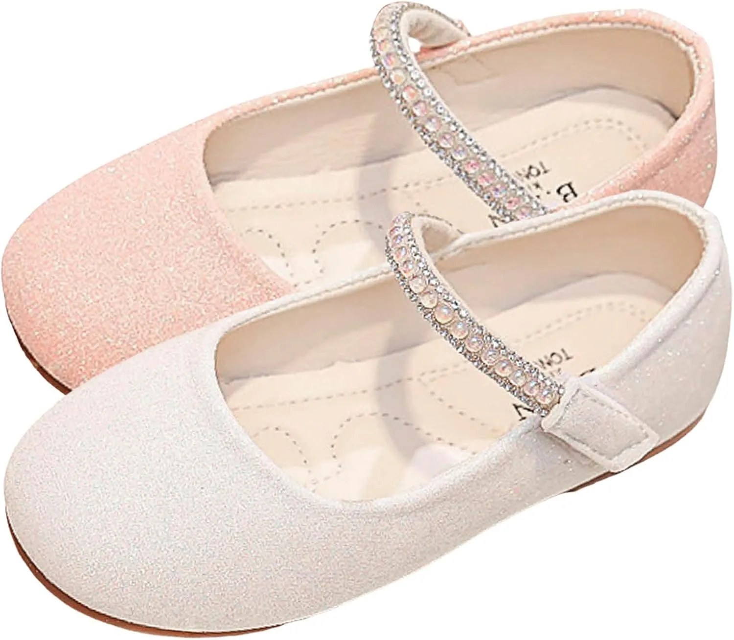 IWIHMIV Toddler Girl Mary Jane Dress Shoes Flat Bottom Comfortable Princess Ballet Shoes for Girl Party School