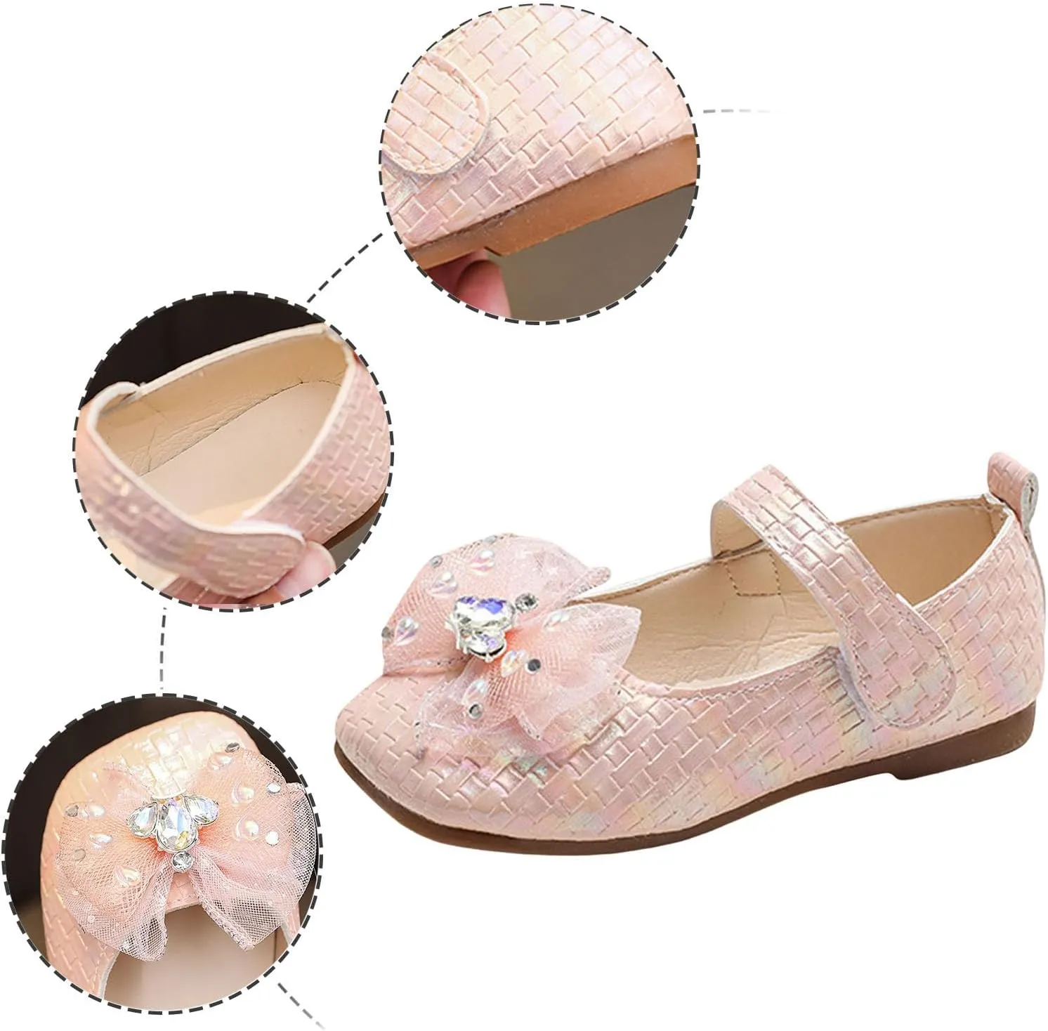 IWIHMIV Toddler Girls Comfortable Dress Shoes Soft Sole Mary Jane Princess Ballet Flat Shoes with Bow for Party School