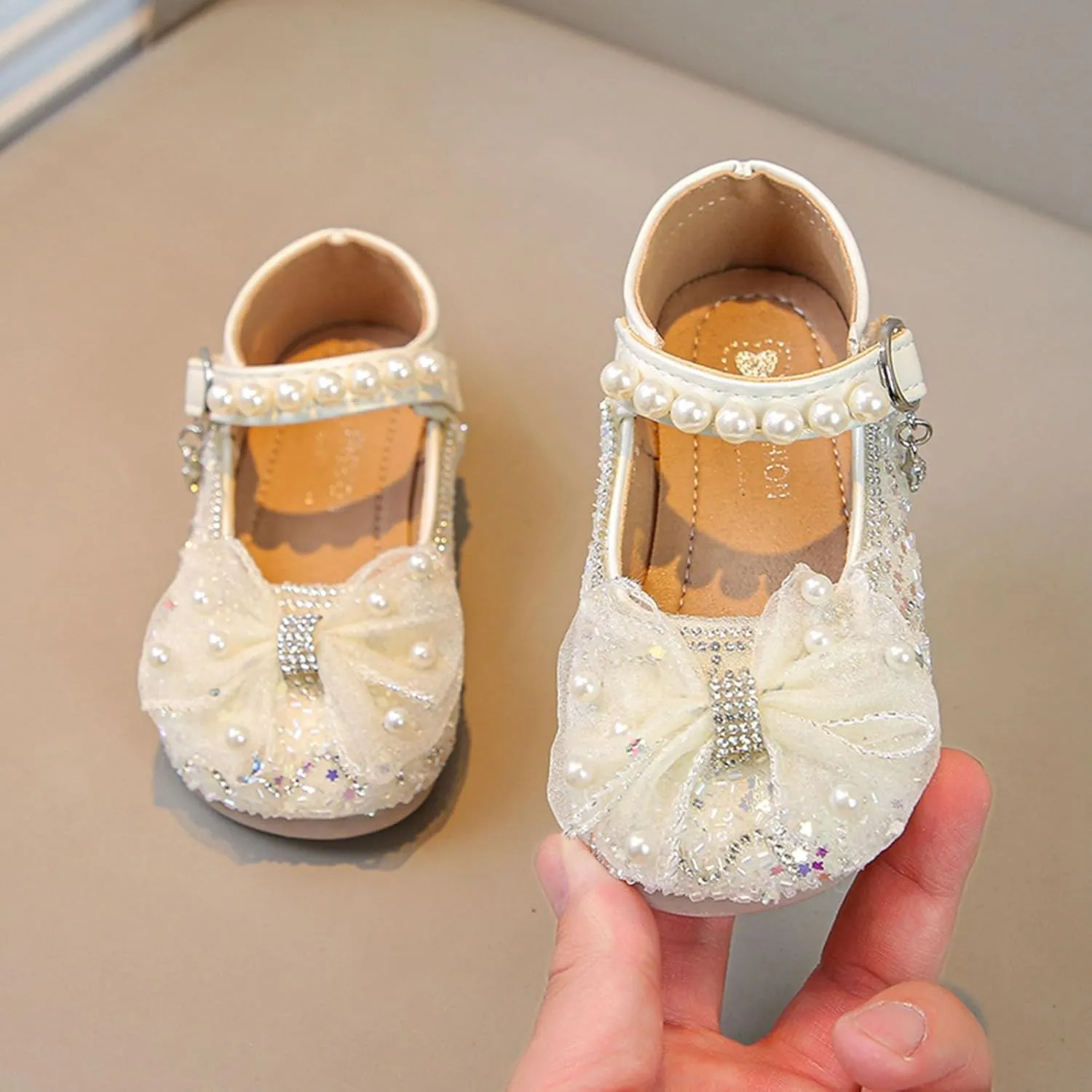 IWIHMIV Toddler Girls Dress Shoes Ballet Wedding Party Princess Mary Jane Soft Bottom Non Slip Flat Shoes for Girls