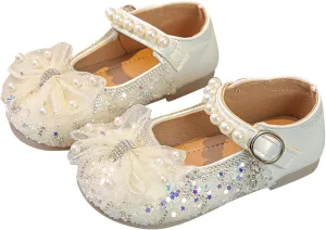 IWIHMIV Toddler Girls Dress Shoes Ballet Wedding Party Princess Mary Jane Soft Bottom Non Slip Flat Shoes for Girls