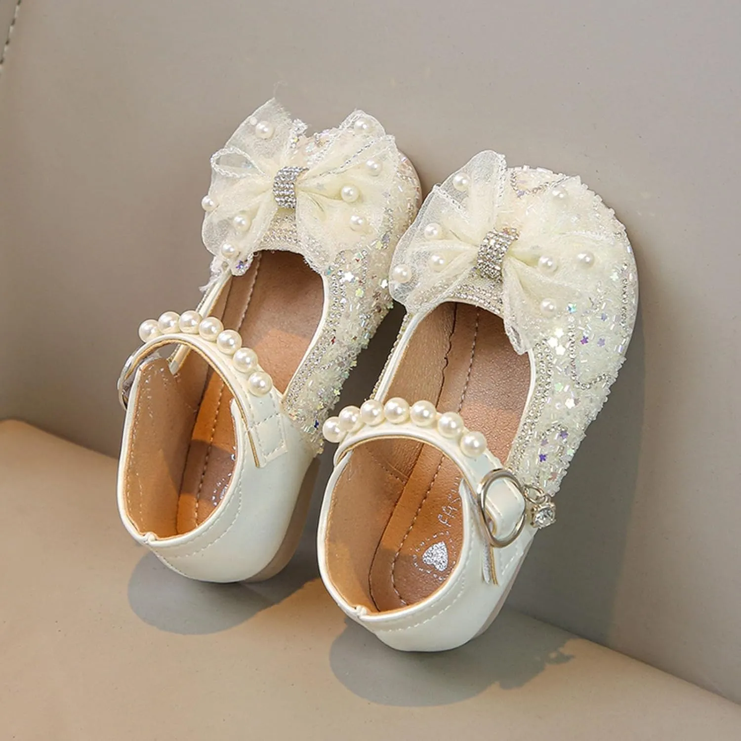 IWIHMIV Toddler Girls Dress Shoes Ballet Wedding Party Princess Mary Jane Soft Bottom Non Slip Flat Shoes for Girls