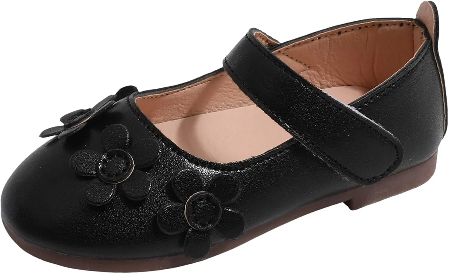 IWIHMIV Toddler Girls Flat Mary Jane Shoes Flower Girl Soft Soled Breathable Non Slip Dress School Wedding Party Shoes