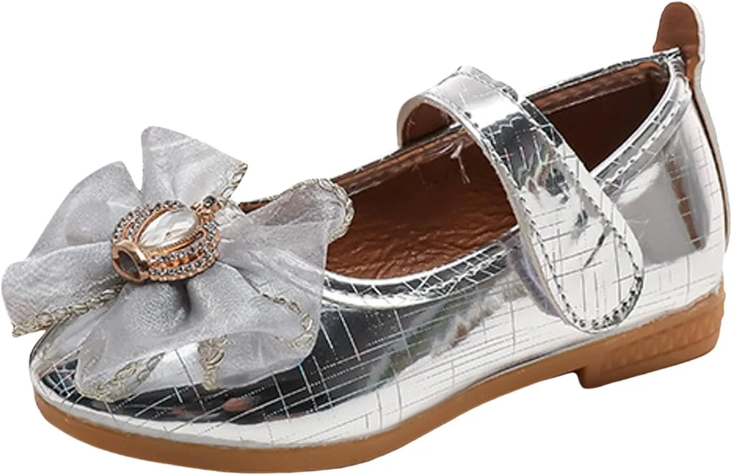 IWIHMIV Toddler Girls Mary Jane Princess Shoes with Bow for Flower Girl Wedding Party Non Slip Lightweight Dress Shoes