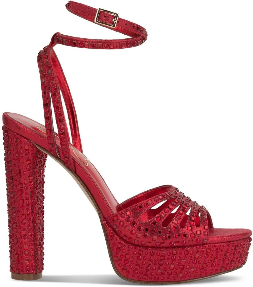 Jessica Simpson Womens Iralin Rhinestone Block Heels