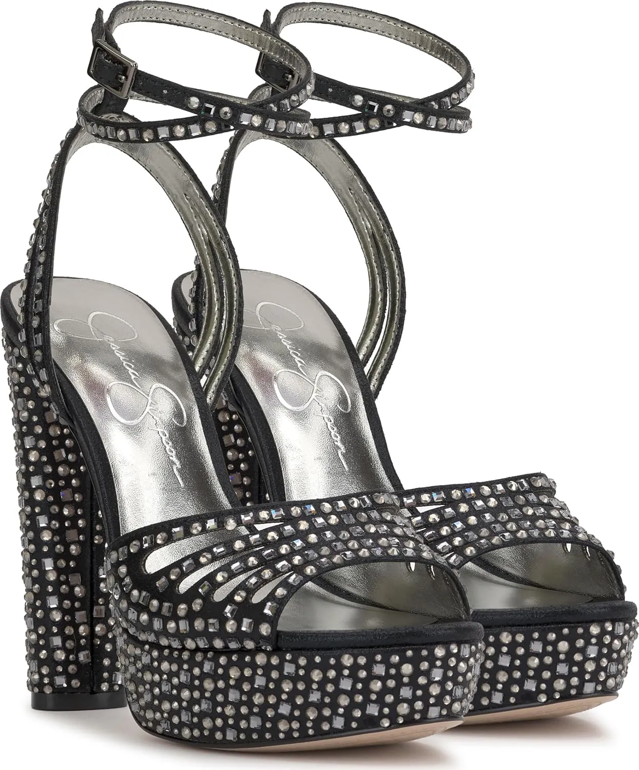Jessica Simpson Womens Iralin Rhinestone Block Heels