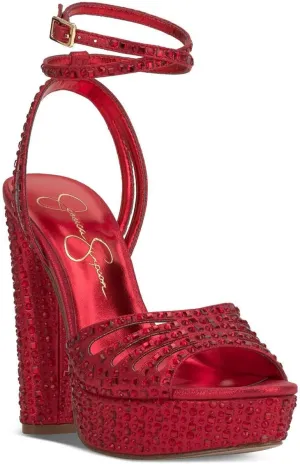 Jessica Simpson Womens Iralin Rhinestone Block Heels