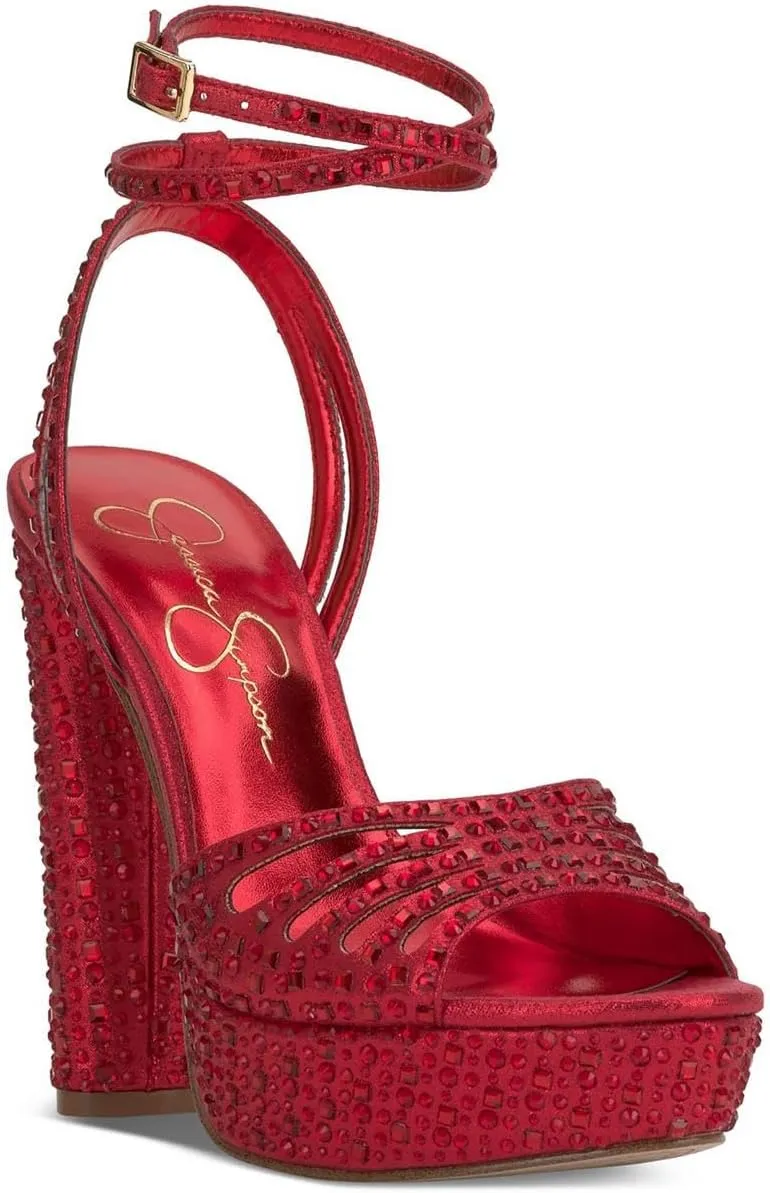 Jessica Simpson Womens Iralin Rhinestone Block Heels