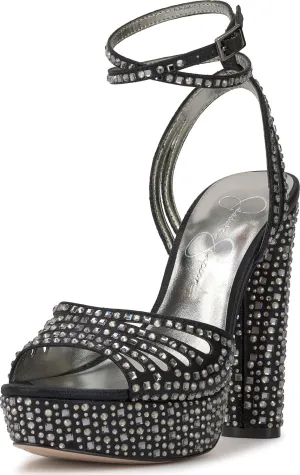 Jessica Simpson Womens Iralin Rhinestone Block Heels
