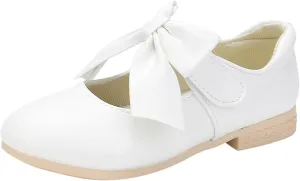 Kids Ballet Shoes Flower Girls Mary Jane Flats with Bow Dress Shoes Party Wedding Church Shoes for Toddler Girl