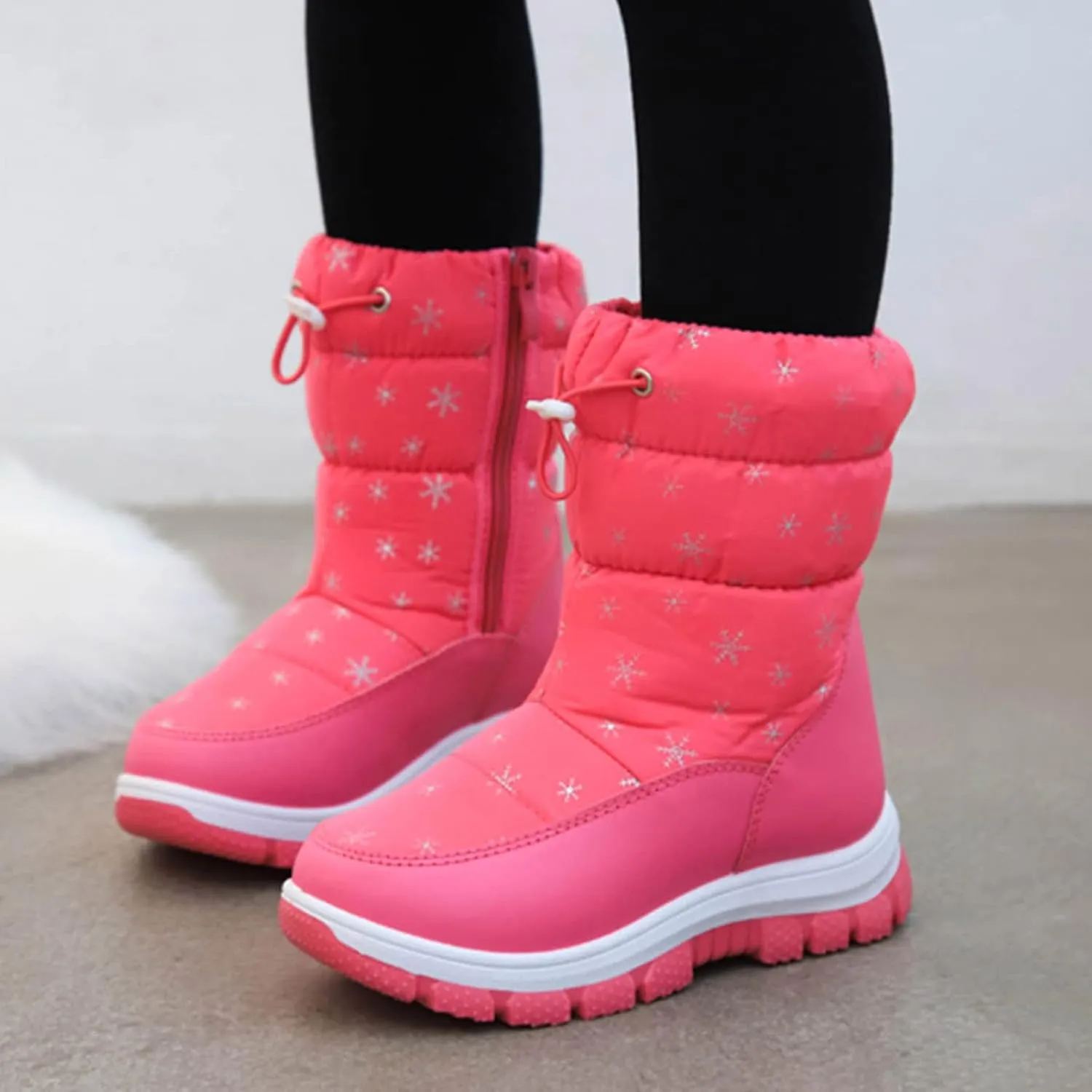 Kids Snow Boots Boys Girls Winter Boots Winter Fully Fur Lined Warm Shoes Cold Weather Shoes Outdoor Snow Boots