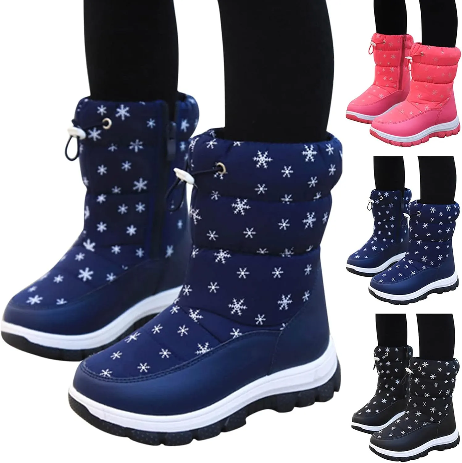 Kids Snow Boots Boys Girls Winter Boots Winter Fully Fur Lined Warm Shoes Cold Weather Shoes Outdoor Snow Boots
