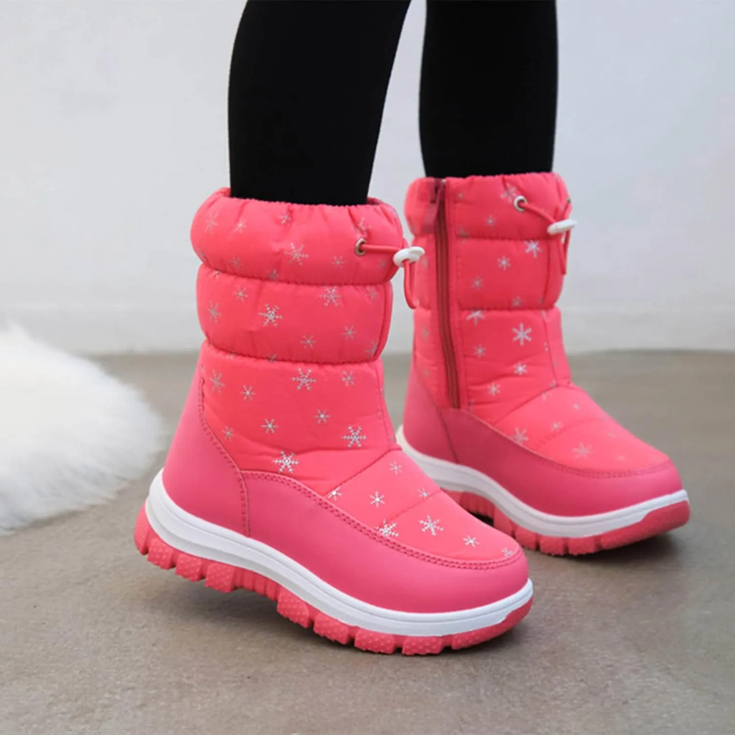 Kids Snow Boots Boys Girls Winter Boots Winter Fully Fur Lined Warm Shoes Cold Weather Shoes Outdoor Snow Boots