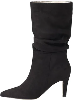 Knee High Boots for Women Mid Calf Boots Kitten Heel Boots Comfortable Riding Boots Side Zipper Fall Boots with Buckle