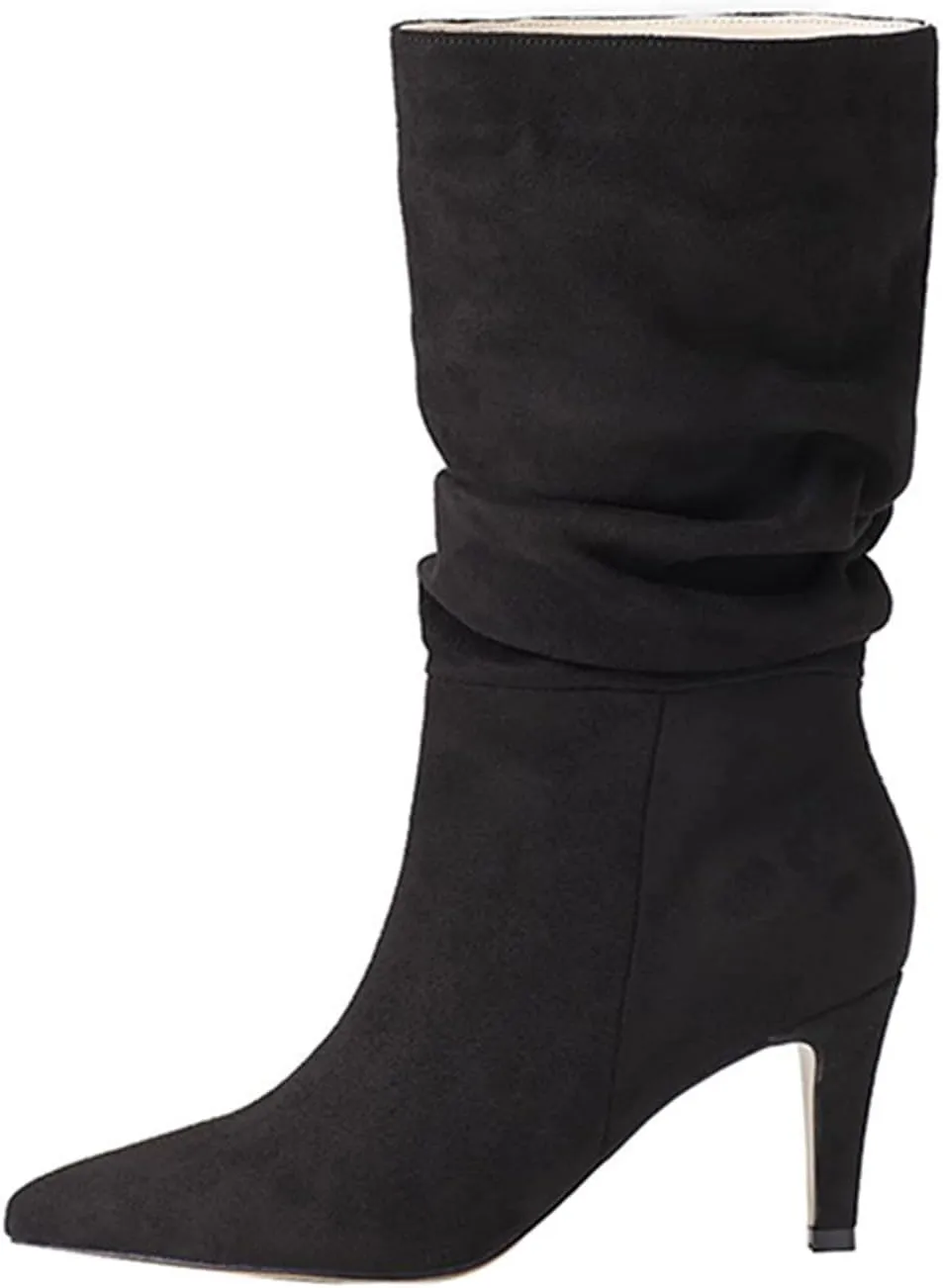 Knee High Boots for Women Mid Calf Boots Kitten Heel Boots Comfortable Riding Boots Side Zipper Fall Boots with Buckle