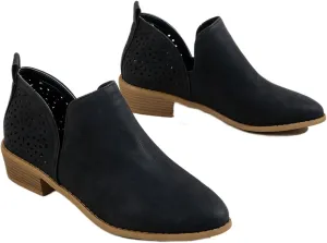 Lausiuoe Ankle Boots For Women With Heel Chunky Block Booties Western Shoes Dressy Wide Width Side Zipper Short Boots